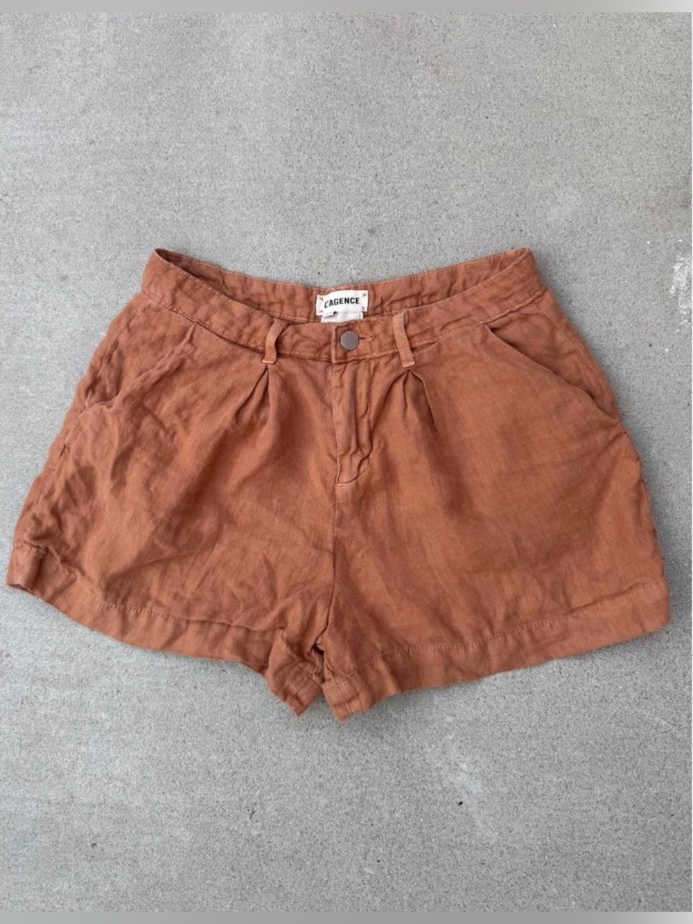 L’Agence Burnt Orange 100% Linen Casual Shorts USA Women’s Size 25